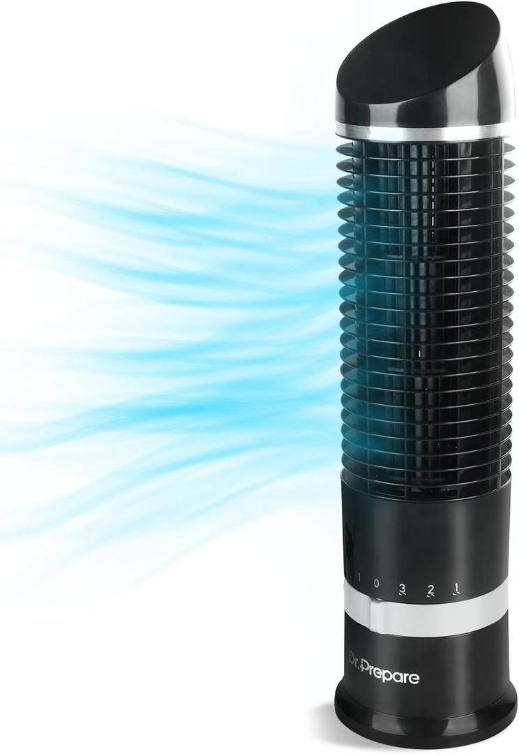 DR.PREPARE Oscillating Tower Fan, Desk Table Fan with 3 Speeds, Quiet Cooling, 60 Oscillation, 16 Inch Personal Small Bladeless for Bedroom Home Office Desktop, Black