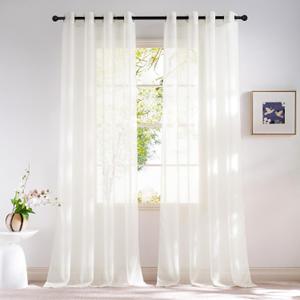 NICETOWN Natural Voile Sheer Bedroom Curtains 84 Inches Long, Grommet Airy & Lightweight Window Treatments Light Filtering for Living Room/Bedroom,W54 x L84, Set of 2