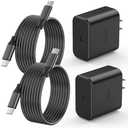 45W Super Fast Charger Type C, 2 Pack 45 Watts USB-C Charger Fast Charging Block with 6FT Woven Type C Charger Cable for Galaxy S25/S25+/S25 Ultra/S24/S23/S22/S21/S20, iPhone 16/15 Pro Max, Tab S9/S8, Black