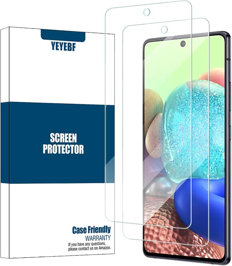 2 x Samsung Galaxy A53 5G / A52 / A52 5G / A51 / A51 5G / A51 5G UW Tempered Glass Screen Protector by YEYEBF, [2 Pack] [in-Display Fingerprint][9H Hardness][Bubble-Free]