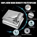 Heavy Duty Tarp 12x16 Feet, 14 Mil Waterproof Poly Tarps Cover UV Resistant, Rip & Tear Proof with Metal Grommets Every 20 Inches Silver Tarp