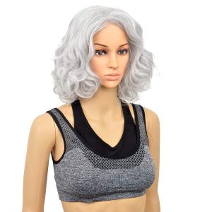 SiYi Short Curly Silver Gray Wigs for Old Lady Costume for Women and Grandma Arty Wig Silver Gray Mother Oldlady Wig