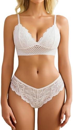 Avidlove Lingerie Set for Women Sexy Lace Bra and Panty Sets 2 Piece Lace Bralette Set Size S