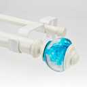 1-1/8 Inch Double Curtain Rods 36 to 72 Inches Adjustable Drapery Rods for Window width 24 to 68 Inches, Aqua Cyan Misty Clear Finials, White
