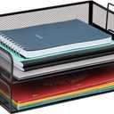 Mind Reader Stackable Paper Tray, Desktop Organizer, File Storage, Office, Metal Mesh, 13.25" L x 9.75" W x 6.25" H, 2 Pcs., Black