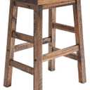 Alaterre Furniture Durango Solid Wood Rustic Single Bar Stool, Natural, 26” | Backless Bar Stools with Saddle Seats, Counter Height Barstool for Kitchen Island, Dining Room Seating, and Home Bar