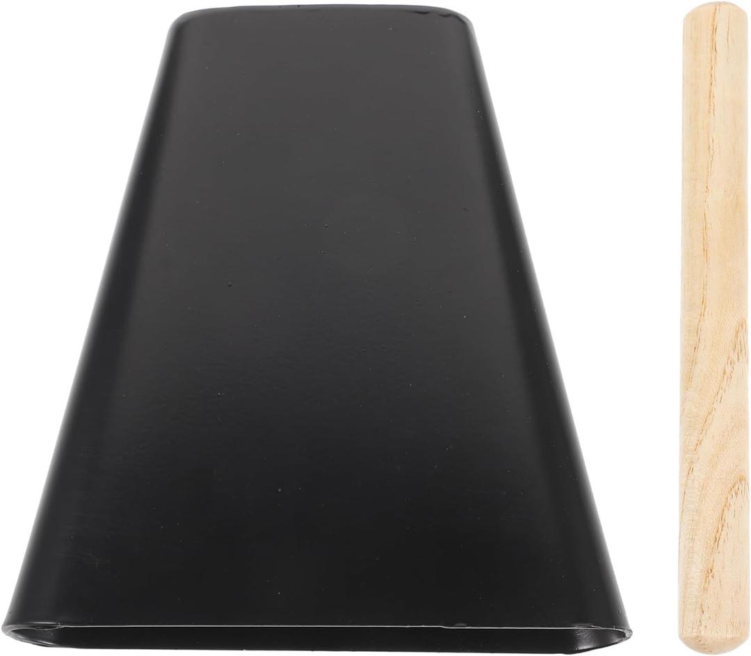BESPORTBLE 6 Inch Metal Cowbell with Wooden Stick Percussion Instrument Noise Maker for Music Education and Sporting Events Drum Accessories for Kids and Adults