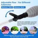 AQQA Gravel Vacuum for Aquarium Siphon - Adjustable Flow Fish Tank Cleaner with Handle, Manual Siphon Pump Water Changer Sand Rock Suction Cleaner, Upgraded Hard Hose with Threaded Connection (S)