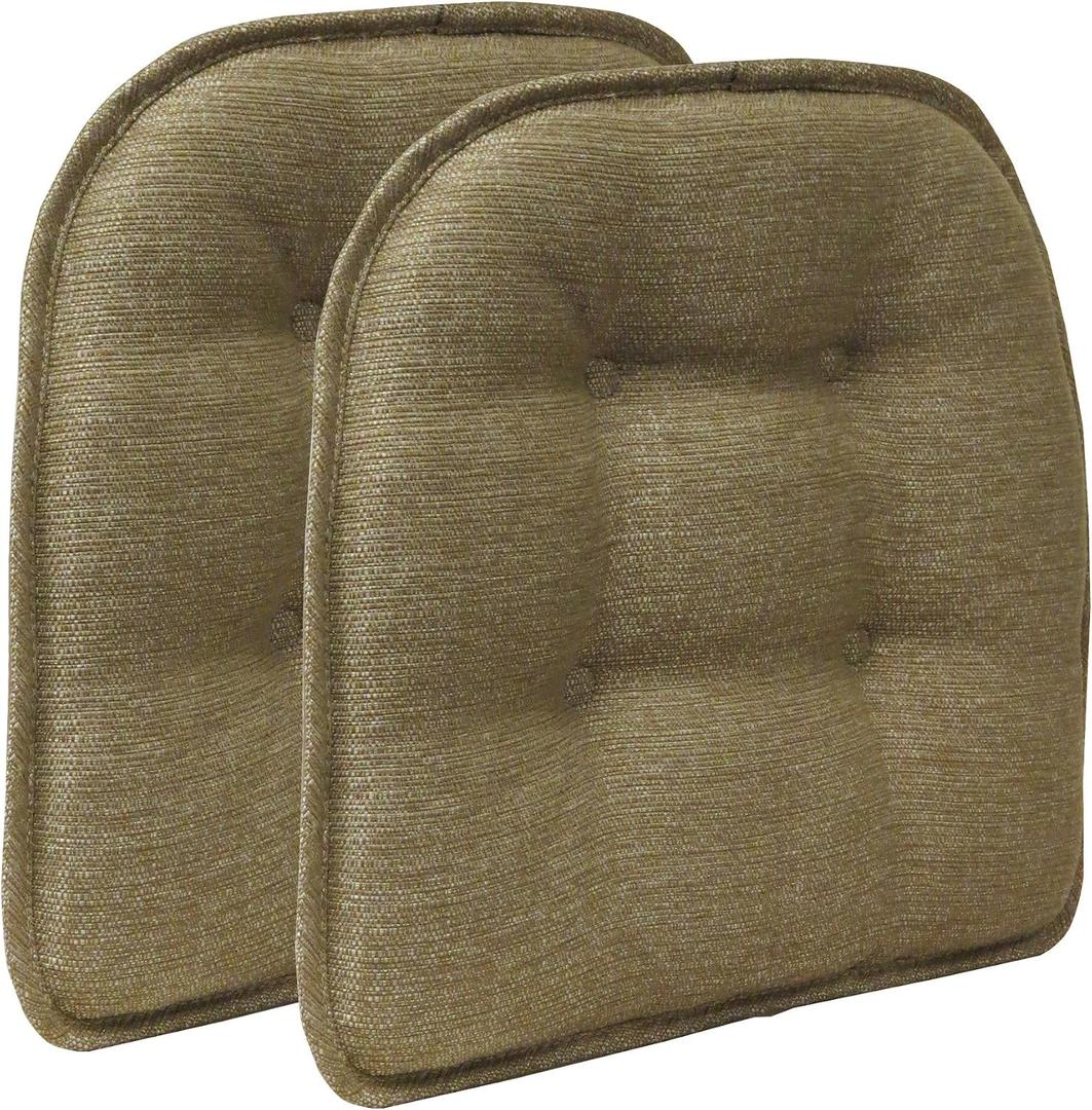 Non-Slip Chair Cushions, Assembled in USA, U-Shaped Skid-Proof Seat Pads for Dining Room, Kitchen, Office, 15"x16", 2 Pack