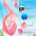 Kids Snorkel Mask Full Face, Snorkeling Gear for Kids with Camera Mount, 180 Degree Panoramic View Snorkeling Set Anti-Fog Anti-Leak