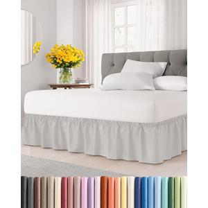Pleated Bed Skirt Full Size - 3 Sided Pleated Bed Skirt Full - Soft, Easy Fit with 12 Inch Tailored Drop - Hotel Quality, Wrinkle Free & Fade Resistant - for Women, Men, Kids and Teens - French Grey