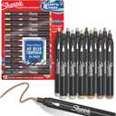Sharpie Creative Markers, Earth Tones, Water-Based Acrylic, Bullet Tip, Assorted Colors, 12 Count  Arts & Crafts, School Classroom; Works on Paper, Metal, Wood, Ceramic, Glass, Rock, Canvas