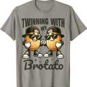 Twinning With My Bro Potato Funny Twin Brothers Best Friend T-Shirt, Size: 9-10Y