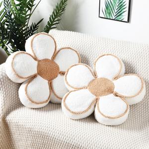 2 Pack Flower Pillows Cute Flower Shaped Pillows 15.7 Inch Soft Throw Floor Cushion for Living Room Bedroom Sofa Couch Winter Warm Decoration(White)