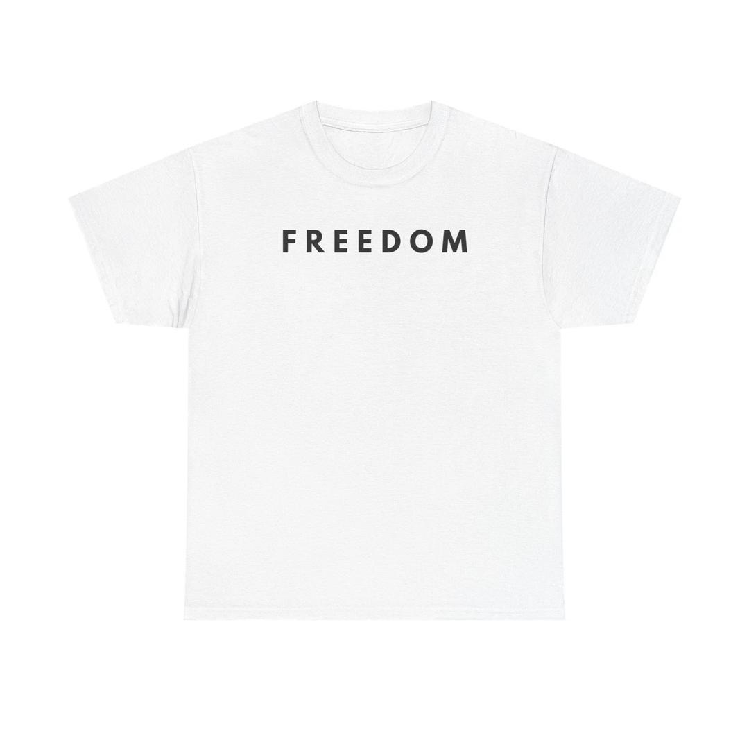 Freedom Black Text Minimalist Design,Bold Typography Graphic TShirt XL