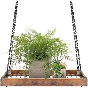 Lilybud--lily Plant Hanger Indoor Outdoor, 16" Large Hanging Planters for Indoor Plants Hanging Plant Holder Wood Metal Hanging Plant Shelf Large Hanging Baskets for Plants Outdoor Window Ceiling