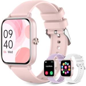 Smart Watch for Women with Bluetooth Call Answer/Dail,1.85" DIY Dial Fitness Watch with Heart Rate Sleep Monitor Step Counter 120+ Sports Modes Waterproof Women's Smart Watch for Android iOS (Pink)