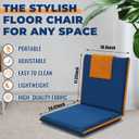 2 Pcs Floor Chair with Back Support Padded Floor Seating Portable Floor Seat Meditation Cushion Adjustable Fully Folding Backrest for Adult Kid Gaming Linen Washable Cover, Nylon Bottom (Blue, Khaki), 38.98 x 18.9 x 3.15 inches