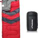 MalloMe Sleeping Bags for Adults Cold Weather & Warm - Backpacking Camping Sleeping Bag for Kids 10-12, Girls, Boys - Lightweight Compact Camping Essentials Gear Accessories Hiking Sleep Must Haves (50-80F Everyday 3 Season - Red)