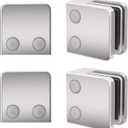 Glass Clamp - Stainless Steel 304, Weight 0.5lbs, Flat Back Square 1/4 "-3/8" (6mm-10mm) Tempered Glass Clip Holder Polished for Balustrade Handrail (AISI 304-Brushed, 4 Pack)