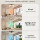 20 Inch Ceiling Fan with Lights, Modern Low Profile Ceiling Fan