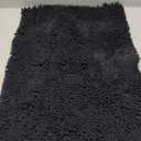 Chenille Bath Rugs, Machine Washable Non Slip Toilet Rug, Thickened Soft Water Absorbent Bath Mat Carpet for Bathroom Shower (32" x 20", Black)