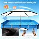 Above Ground Pool Umbrella 7.9 FT, UPF 50+ Sun Protection, 360° Rotating & Tilt Adjustable, Rust-Resistant Stainless Steel Clamp, with Ground Stake & Carry Bag, Outdoor Umbrella for Patio, Beach, Camping – White, Extra Large