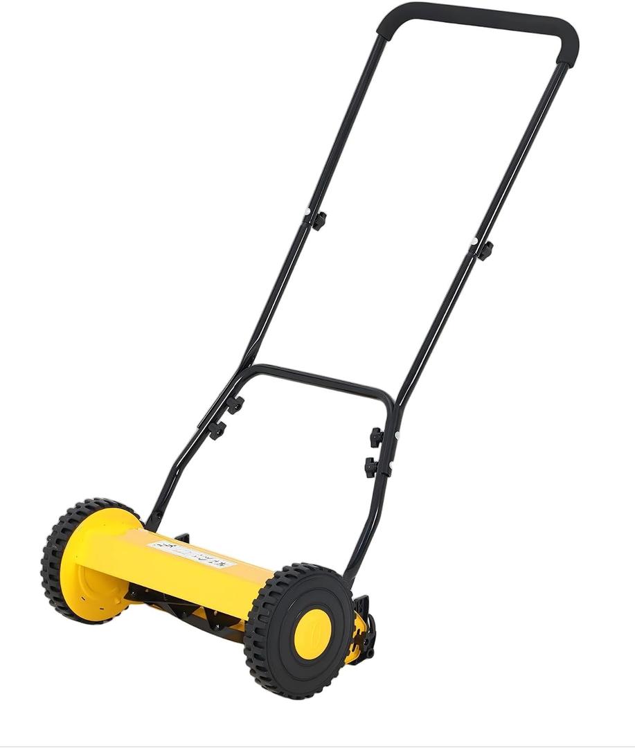 14" Hand Push Lawn Mower, 5-Blade Push Reel Lawn Mower