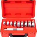 10pcs Bearing Race and Seal Driver Set, Bearing Press Kit with 1pc Driver Handle and 9pcs Disk Adapters for Mounting Automotive Wheel Hubs