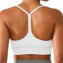 BRXL Y Back Sports Bras for Women Padded Racerback Low Impact Soft Thin Strap Workout Yoga Gym Casual (Medium, White)
