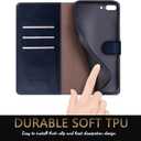SUANPOT for iPhone 7 Plus/8 Plus 5.5"(Non iPhone 7/8 4.7") with RFID Blocking Leather Wallet case Credit Card Holder,Flip Book Phone case Shockproof Cover Women Men for Apple 7 Plus/8 Plus case Blue