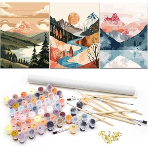 3 Pack Paint By Numbers Kit for Adults - Landscape Adult Beginner Diy Acrylic Pigment Canvas Easy Paint By Numbers - Suitable for Home Space Wall Decoration - 12x16 Inch Arts and Crafts for Adults