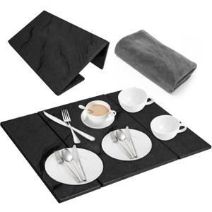 Dish Drying Mat Large Stone Dish Drying Mat For Kitchen Counter Collapsible Quick-Drying Sleek Diatomaceous Versatile Stone Drying Mats For Cups Dishes Bottles Marble (black, 16"19")