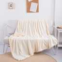 Fleece Throw Blanket for Couch,Soft Cozy Fuzzy Flannel Blanket for Sofa Bed,Warm and Lightweight Velvet Bed Blankets Suitable for All Season (Full (60" x 80"), Offwhite)  2 Pack