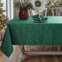 Honellaty Christmas Rectangular Tablecloth, Spillproof Wrinkle Resistant Jacquard Table Cloth with Christmas Mistletoe Patterns for Dining Room & Holiday Decoration (Green,60" x 102" (8-10 Seats))