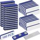 100 Pcs Name Tag Magnets Magnetic Name Badge Holder with Clips 3 Neodymium Adhesive Backing Magnetic ID Badge for Uniform Jackets(Navy Blue)