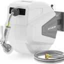 Ayleid Retractable Garden Hose Reel,1/2 in x 100 ft Wall Mounted Hose Reel, with 9- Function Sprayer Nozzle, Any Length Lock/Slow Return System/Wall Mounted/180Swivel Bracket (Grey)
