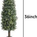 36" Artificial Boxwood Topiary Trees with Ground Spike Set of 2, Outdoor 3ft Faux Boxwood Topiaries Cone Bushes Trees Fake Shrubs Plants Front Porch Decor Outside Garden