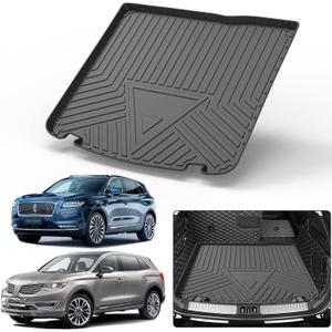 Custom Fit for Cargo Liner 2016-2018 Lincoln MKX/2019-2023 Lincoln Nautilus - Black TPE All Weather Heavy Duty Waterproof Rear Cargo Tray Trunk Floor Mat Protector