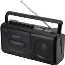 G Keni Portable Cassette Player Boombox AM/FM Radio Stereo, Casette Tape Player Recorder with Earphone Jack Battery Operated or AC Powered, Black