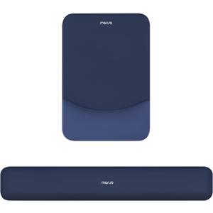 MOSISO Wrist Rest Support for Mouse Pad&Keyboard Set, Rectangular Ergonomic Mousepad Non-Slip Base Home/Office Pain Relief&Easy Typing Pad with Neoprene Cloth&Raised Silicone Lining, Navy Blue