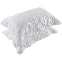 BOSOWOS Pillow Shams Standard Size Set of 2, Ultra Soft Breathable Quilted Embroidery Pillow Cases 20 x 26 Inches for Sleeping, Decorative Microfiber Bed Pillowcases Easy Care, White