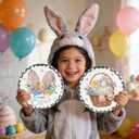 2 x Easter Plates Bunny Rabbit Disposable Paper Plates Watercolor Rabbit Tableware Decoration for Spring Birthday Holiday Easter Bunny Party Supplies (9 Inch)