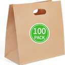 PAICUIKE 100 Pcs 11x6x11 Brown Kraft Paper Bags with Handle - Tote Grocery Bags Bulk for Restaurant, Bakery, Retail, Takeout