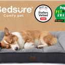 Bedsure SupportMax Orthopedic Dog Bed Medium Size Dog - Extra Thick Supportive Medium Dogs Beds with Waterproof Washable Cover, Comfort Pet Bed Sofa with Soft Sherpa and Nonskid Bottom, Grey, 35"
