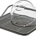 OXO Good Grips Compact Drying Rack with Dish Rest, Ideal for Small Kitchens, 17 in x 14 in, Rustproof Aluminum, Non-Slip Feet, Folds Flat, Dish Dryer, Drying Mat