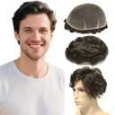 ROSELOVER Men Wig 8x10 Inch,Toupee Hair For Men, Real Human Hair Replacement System with HD Lace & Thin Skin Base,130% Density Natural Looking Mens Hairpiece for Daily Use,(5#) Light Brown
