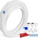 Refrigerator Water Line Kit, 49.2 Ft Extra Long Fridge Ice Maker Water Line Kit, 1/4” O.D.Leak-Proof & Long Lifetime Water Tubing Hose & Connect for Fridge Ice Maker RO Systems Water Filter Faucet
