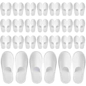 Juvale Disposable Slippers for Guests - Individually Wrapped Spa & Hotel Slippers - Slip-Resistant Shoes - Travel-Friendly Disposable Shoes - Medium (Men’s US 10/Women’s US 11) White - Pack of 24
