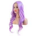 Long Curly Wavy Purple Wigs for Women Side Part Natural Looking Cosplay Synthetic Heat Resistant Replacement Wig